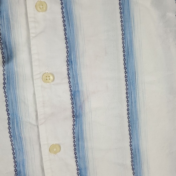 Tommy Bahama Shirt Mens Size XL White Blue Striped Button Up Long Sleeve STAINED - Picture 3 of 10